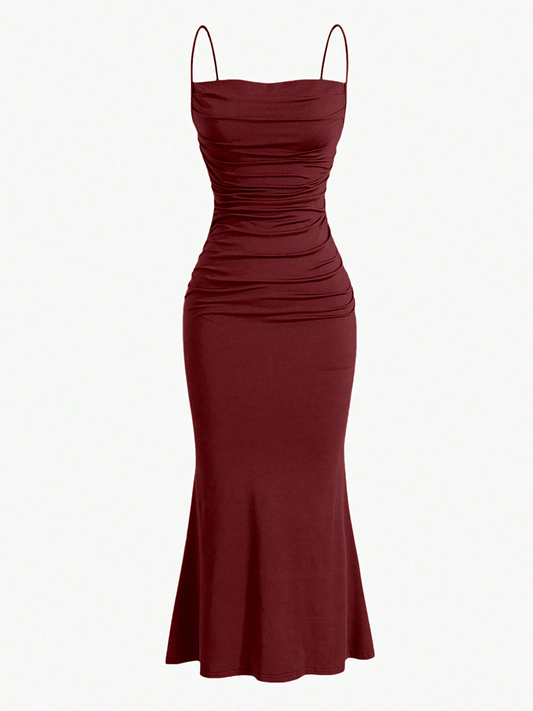 Ruched Spaghetti Strap Maxi Dress