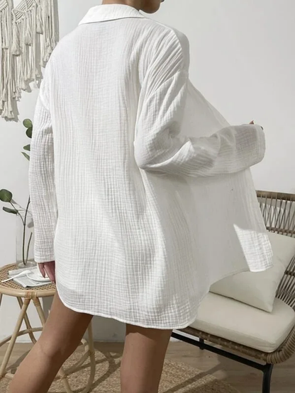 Aerin - Cotton Gauze Button-Up Shirt & Shorts Set