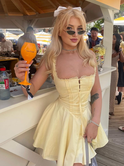 Isla Lace-Up Corset Mini Dress